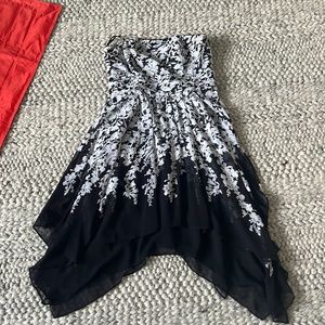 WHBM Strapless Floral Dress with Scarf Hem size 12. Worn once.